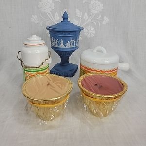 Vintage Avon Perfumed Candle Holder  Full Lot Of 5 Patchwork Wassail
